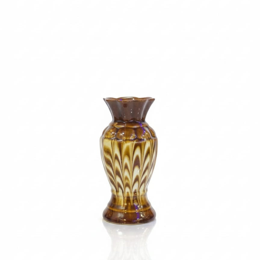 Handcrafted Brown Glazed Ceramic Flower Vase | Elegant Home Décor Showpiece