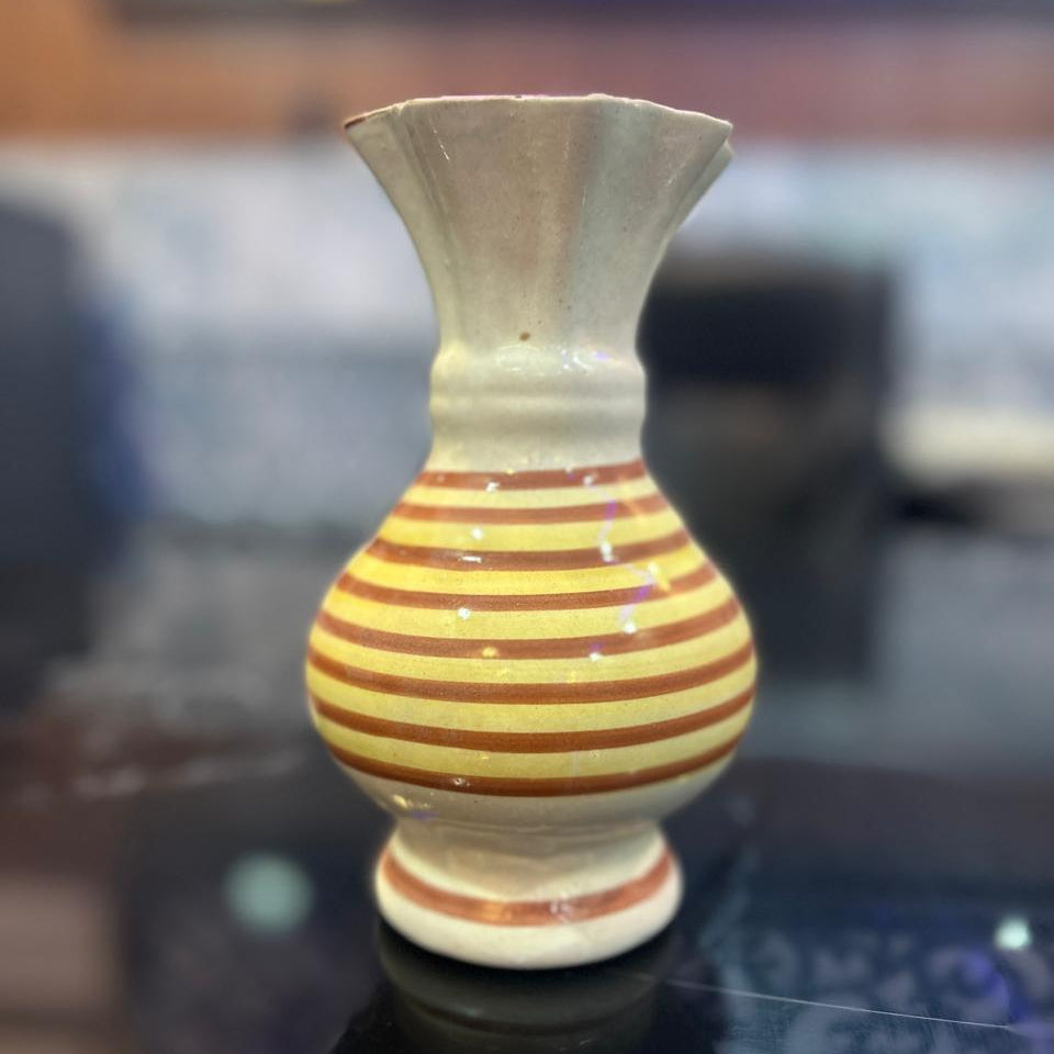 Handcrafted Striped Ceramic Flower Vase | Elegant Table & Home Décor Vase