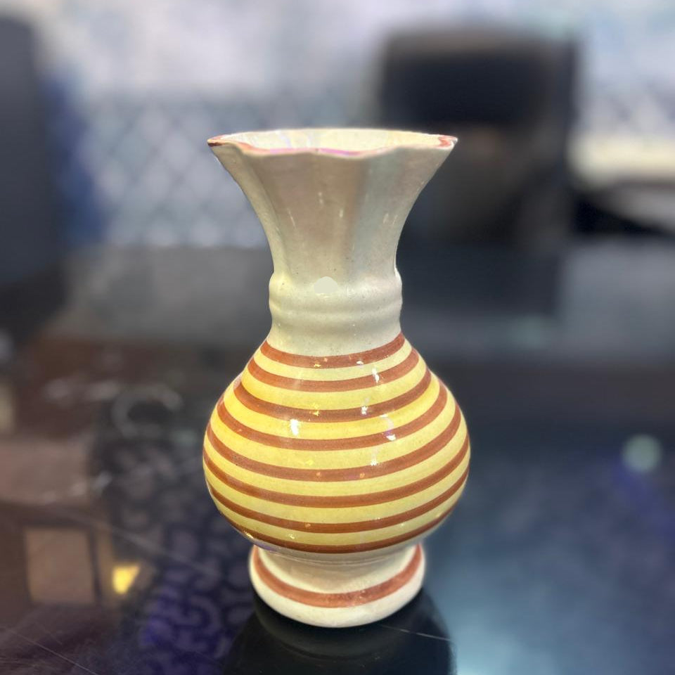 Handcrafted Striped Ceramic Flower Vase | Elegant Table & Home Décor Vase