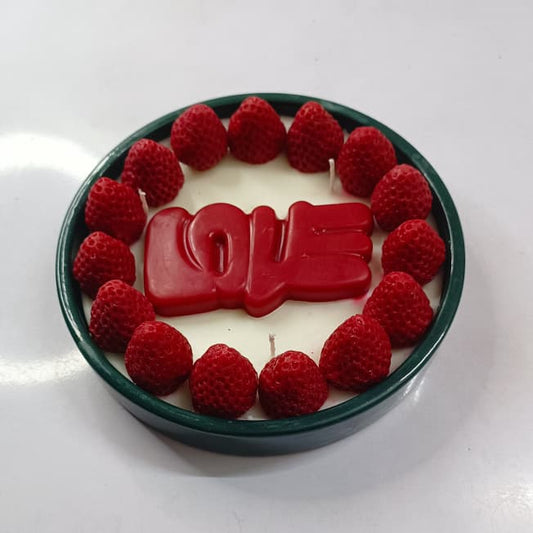 Love Strawberry Bowl Candle | Handcrafted Romantic Multi-Wick Scented Candle