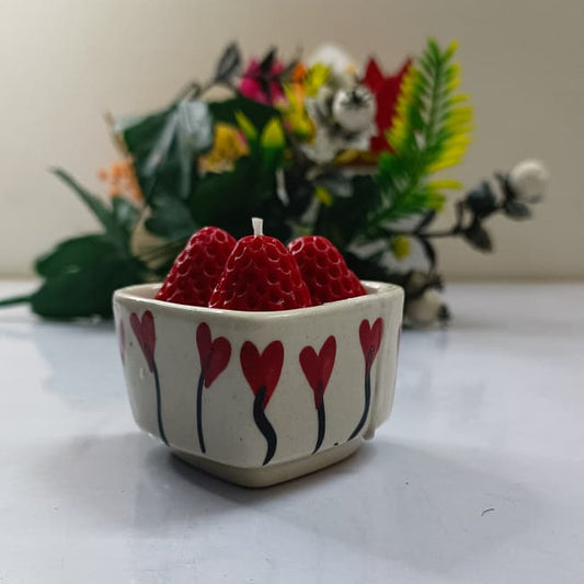 Handcrafted Heart Bowl Strawberry Candle | Romantic Scented Decorative Candle for Gifting & Home Décor