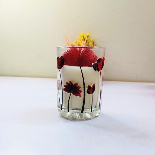 Strawberry Layered Scented Candle in Glass Jar | Decorative Aromatic Candle for Home & Gifting