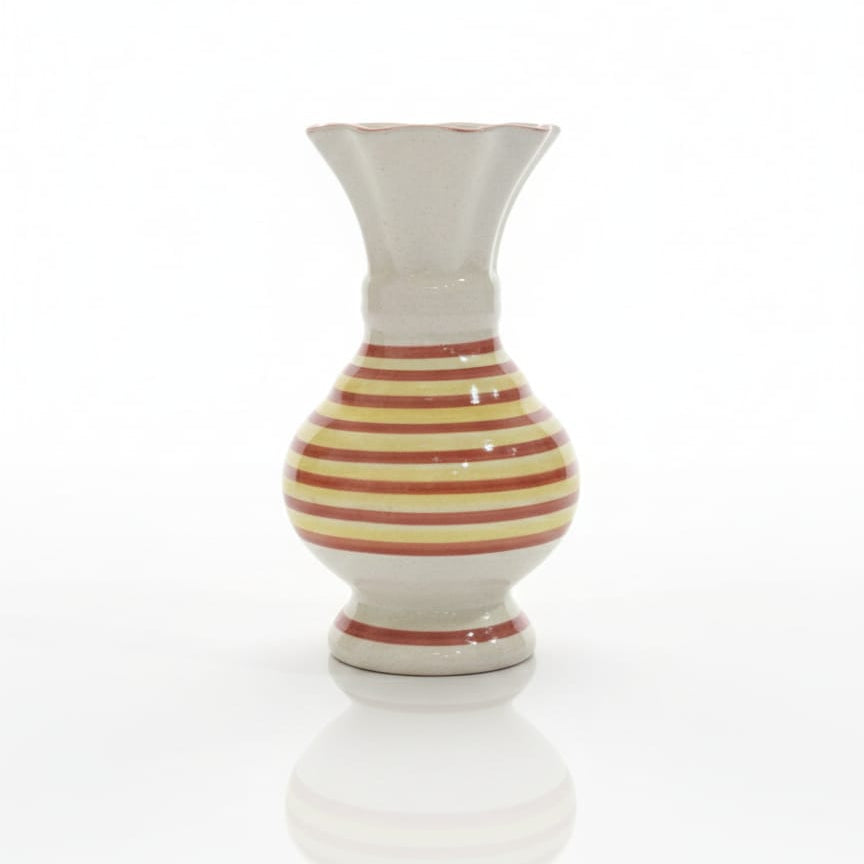Handcrafted Striped Ceramic Flower Vase | Elegant Table & Home Décor Vase